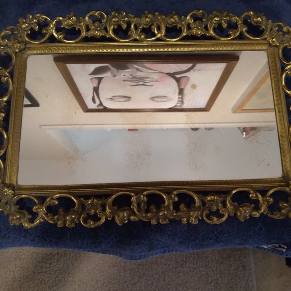 Unknown Other - Vintage Filigree Gold Vanity Mirror
